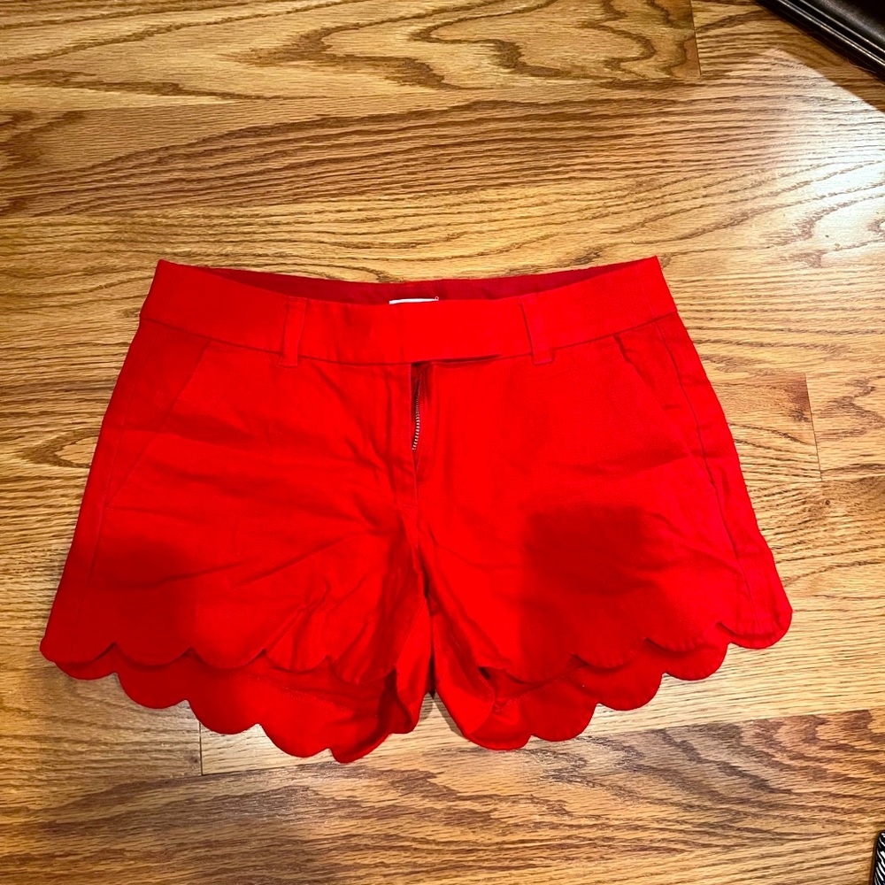 J crew Factory scalloped linen shorts